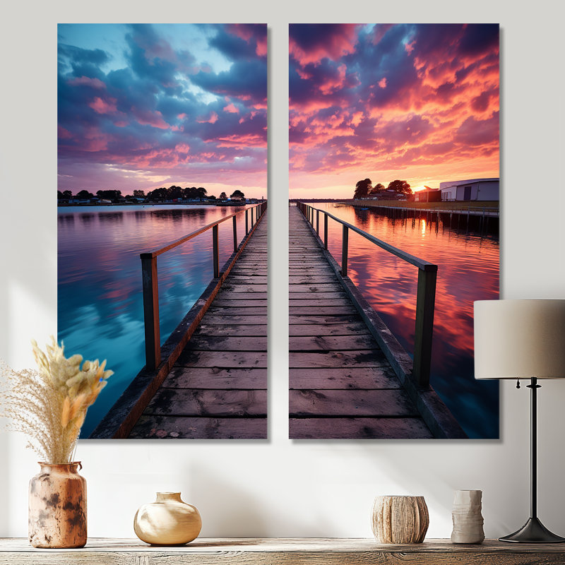 Pier Endless Horizon - impressions sur toile côtières vertes, 40" H x 40" W, Wrapped Canvas, Does Not Apply