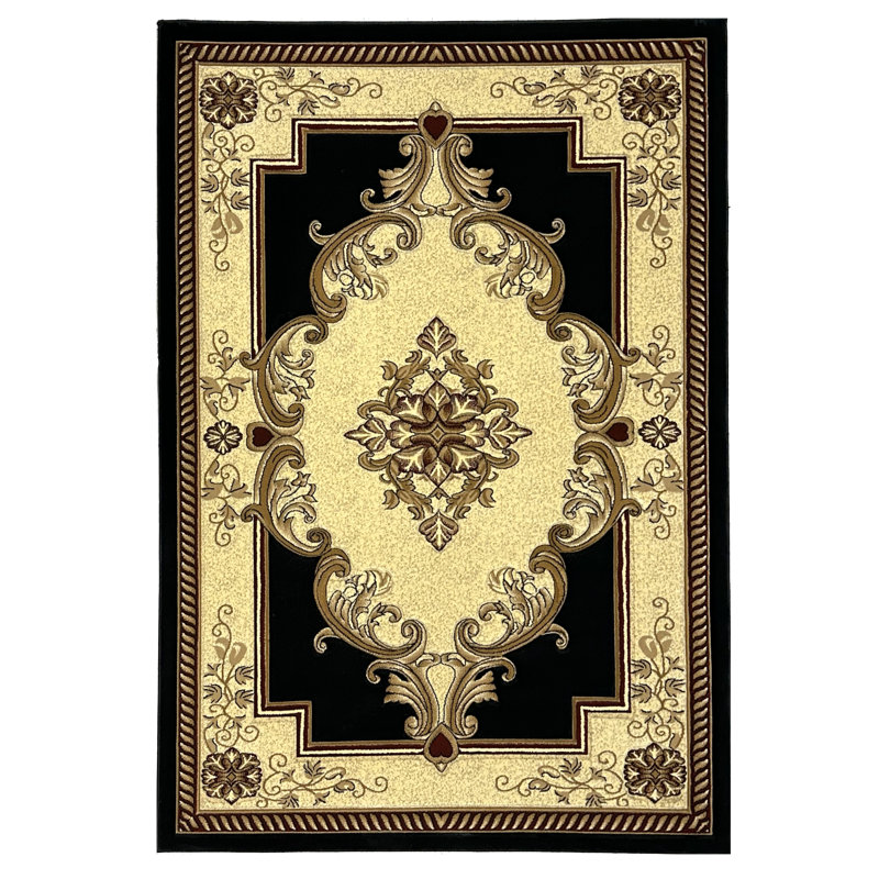 Tapis noir / beige Ramsel, Rectangle 6 pi 6 po x 9 pi 2 po