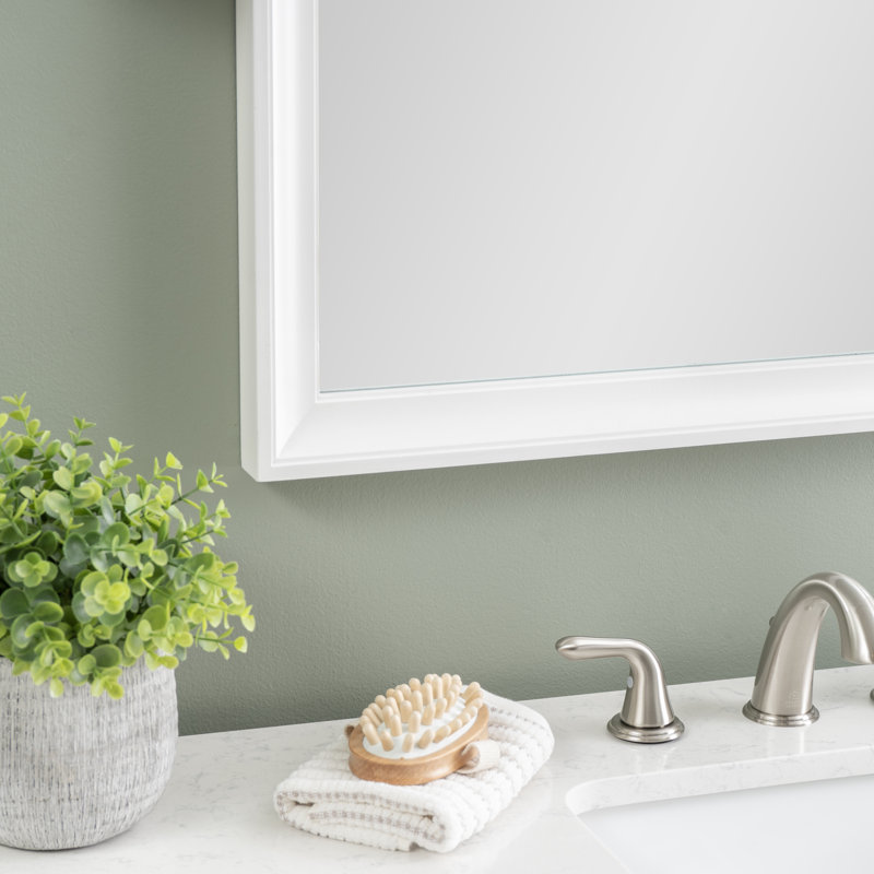 Anaheim Solid Wood Flat Wall Mirror, 30" x 28", White Paint