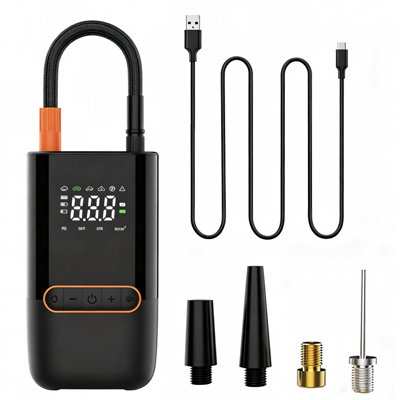 Gonfleur de pneus portatif, compresseur d'air, pompe à pneus sans fil rechargeable 7,4 V avec batterie 1800 mAh, gonflage rapide 70 W pour pneus de voiture, vélo et moto, affichage numérique de la pression