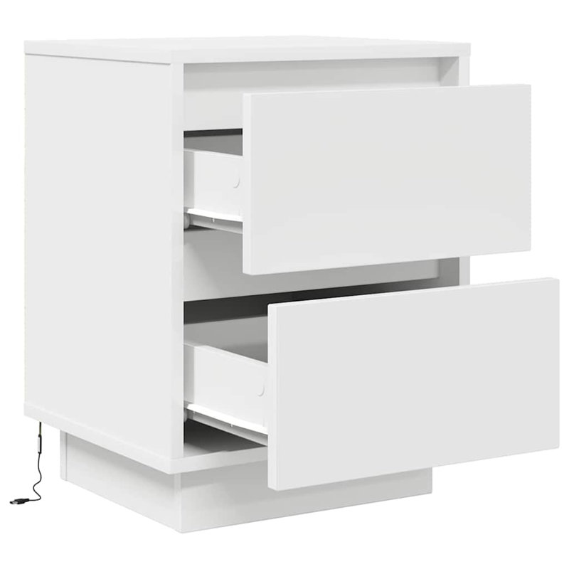 Darlisha 38cm W Manufactured Wood Bedside Table, White, 1