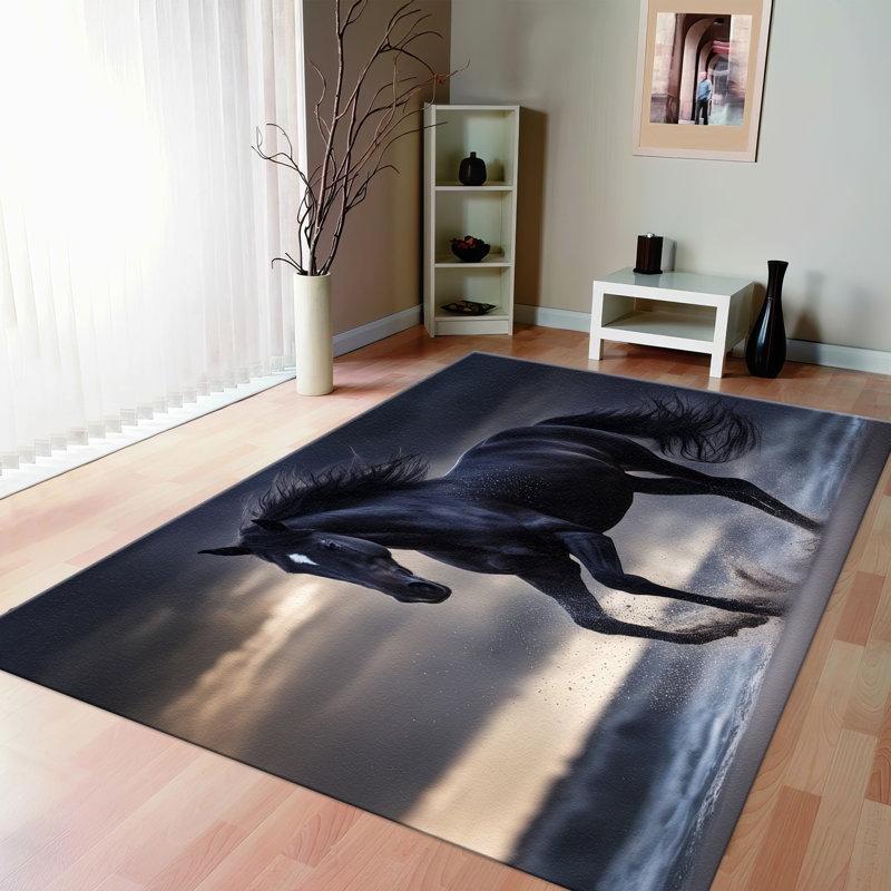 Floral Motif Non Woven Soft Type Printed Rug with Intricate Design for Enhanced Room Decor, Rectangle 2'4" x 3'3"