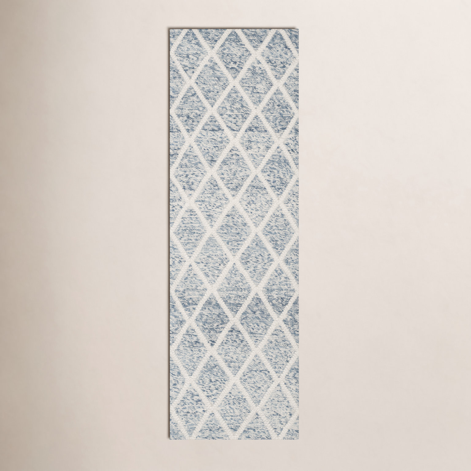 Russo Ivory Blue Hand-Woven Flatweave Rug, Runner 2'3" x 8'