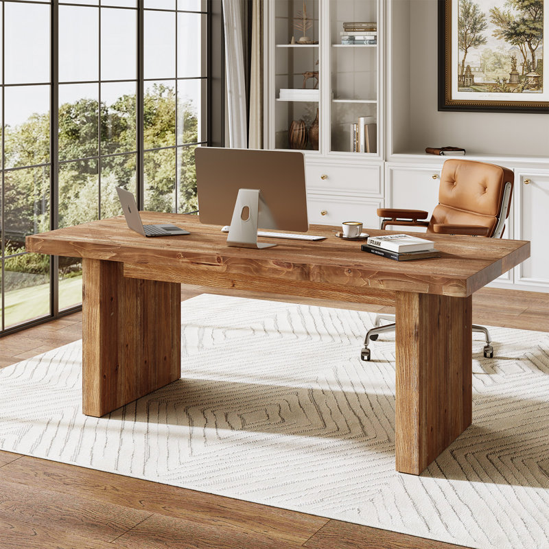 63" W Rectangle Solid Wood Computer Desk