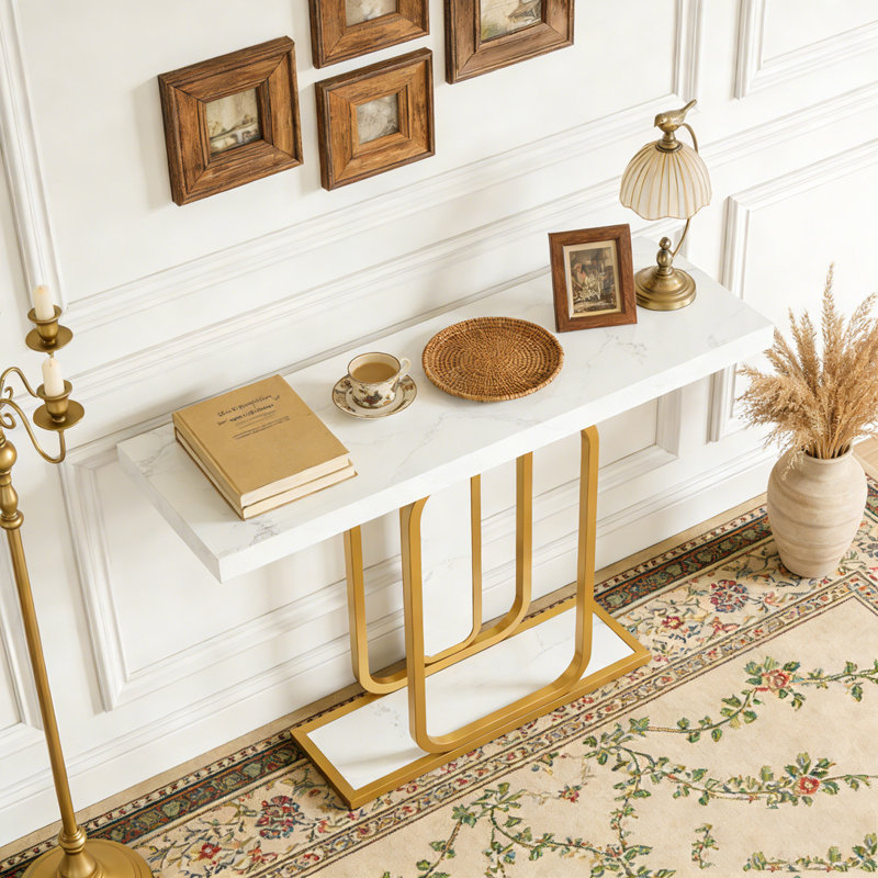 Canapé console moderne en faux marbre avec lumières DEL