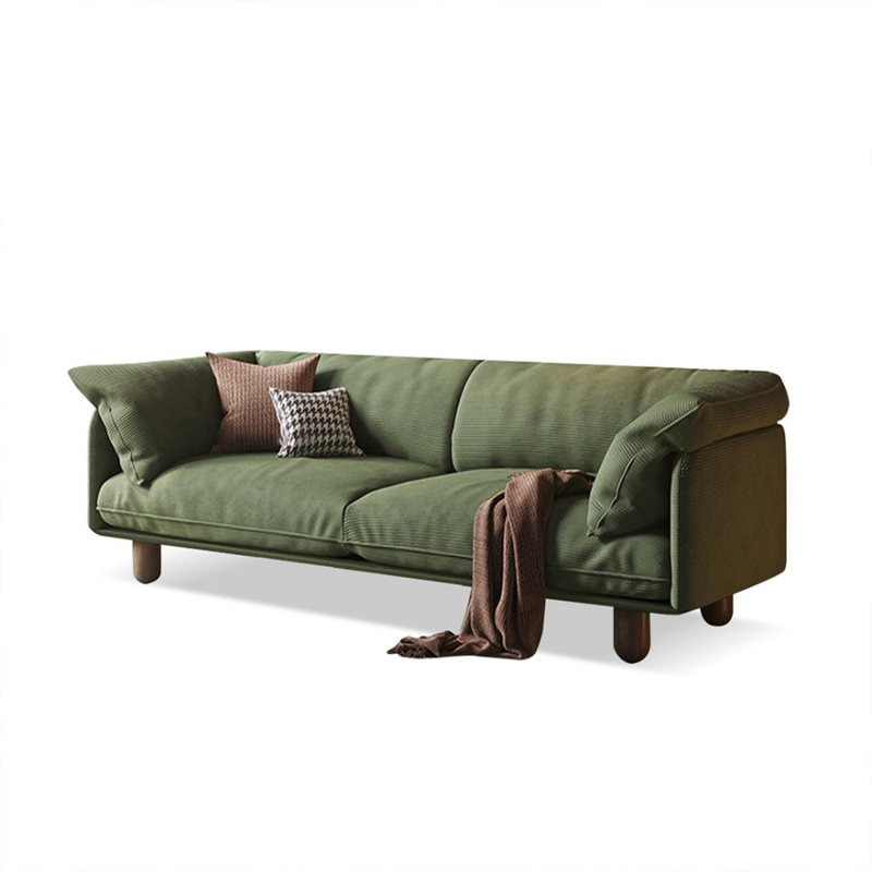 Causeuse-coussin en velours côtelé vert standard, H 30,71 po x l 86,61 po x P 38,19 po