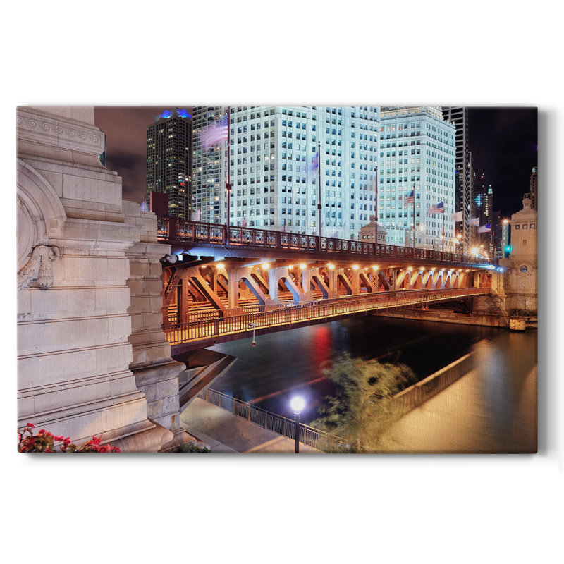 Chicago River Vii sur impression sur toile, H 32 po x l 48 po x P 1,5 po