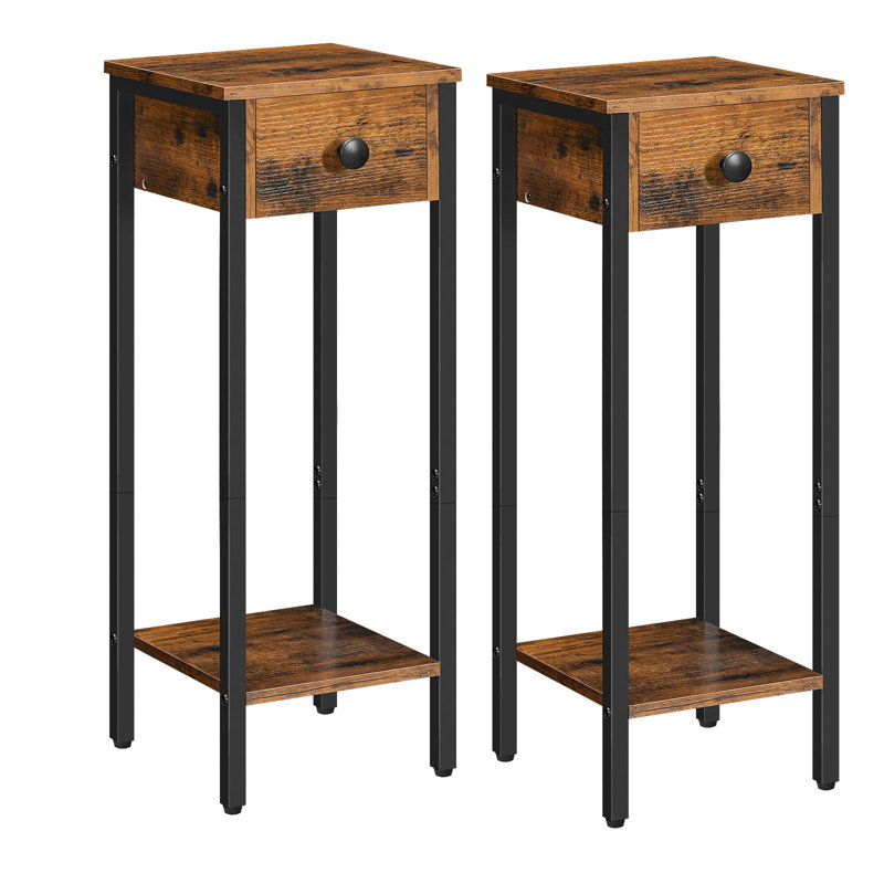 Slim End Table Set with Drawer