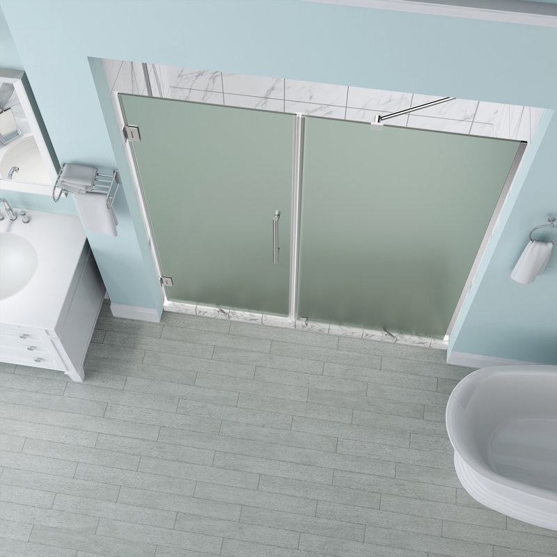 Belmore 63 x 72 Hinged Frameless Shower Door, Chrome, Clear
