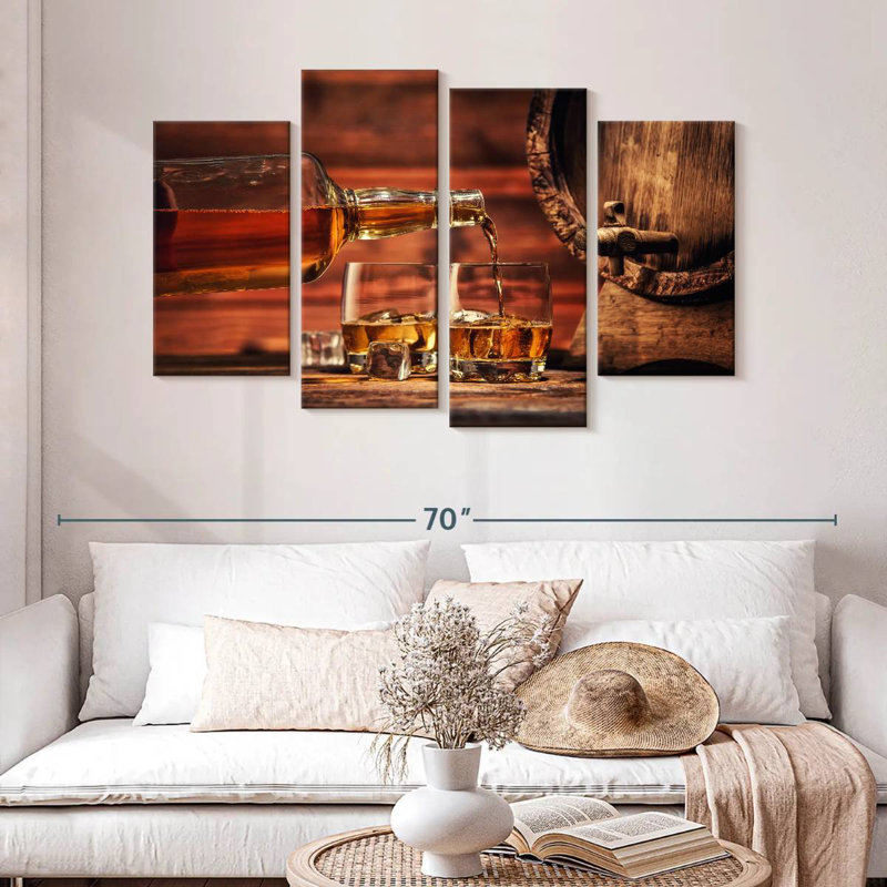 Yarlin Whiskey On Wooden Table, 32" H x 52" W