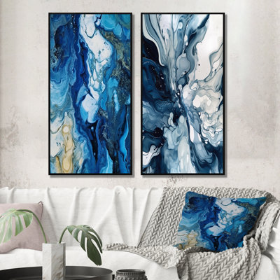 «Blue Grey Ethereal Elixir», 2 pièces sur toile