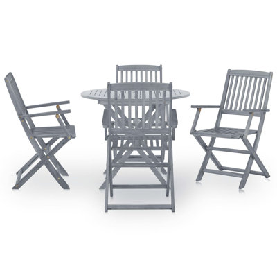 Feya 4 - Person Acacia Wood Patio Dining Set with Round Table