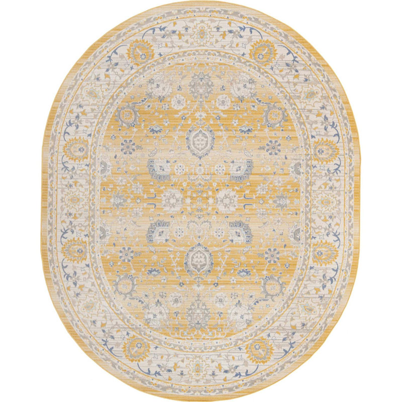 Tapis oriental toscan jaune Xion, Ovale 8 pi x 10 pi
