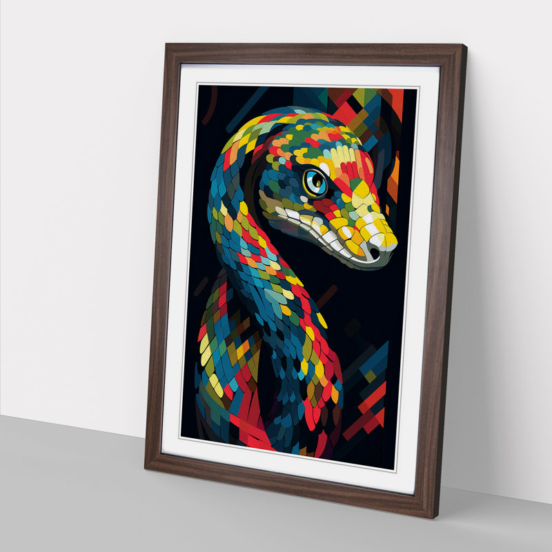 Python Constructivism - Framed Print, 34cm H x 25cm W x 2cm D, Walnut