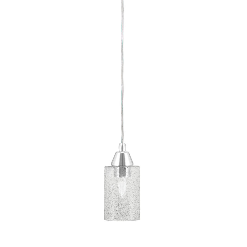 Mini-luminaire suspendu tout verre avec verre fumé 4 po, Chrome