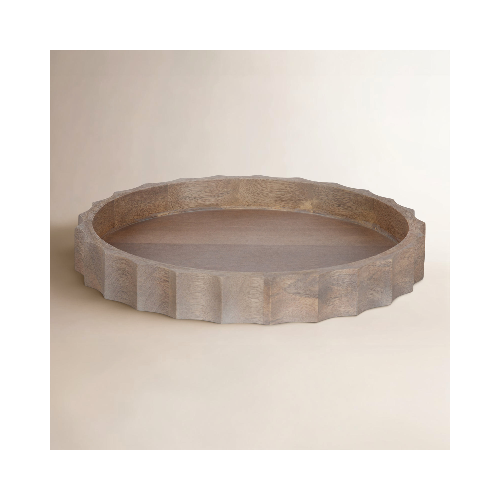 Montara Fluted Round Serving Tray, 2" H x 15" W x 15" D, Natural