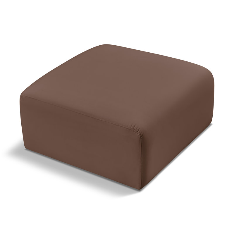 Hristea Upholstered Ottoman, Brown Vegan Leather