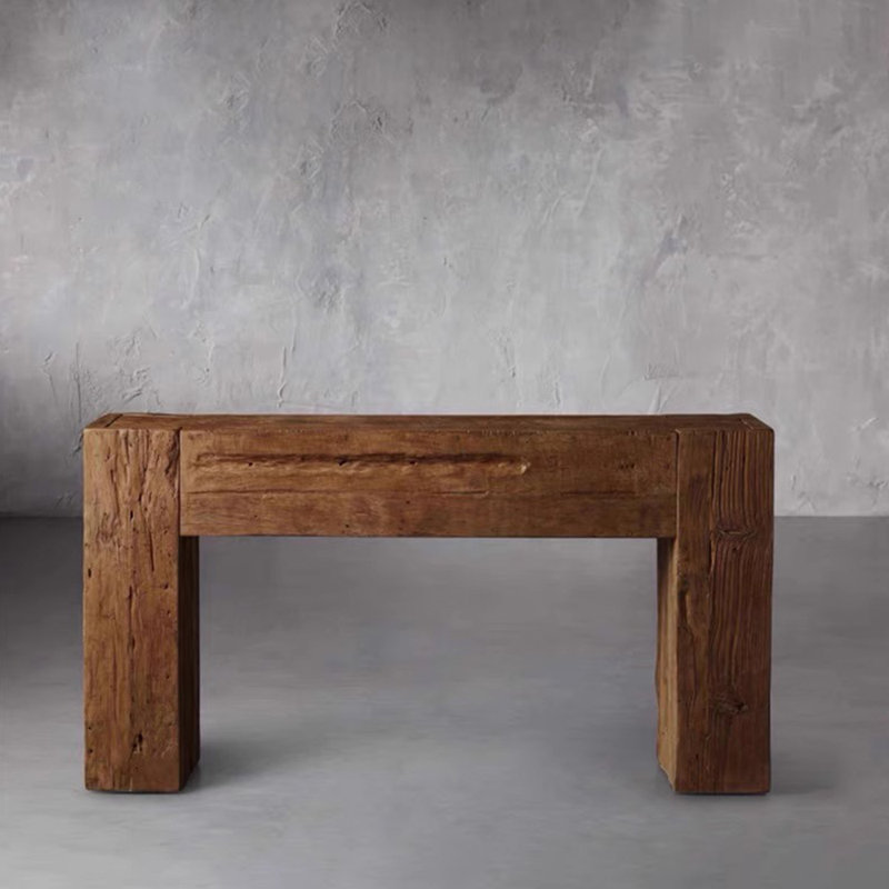 Console moderne et simple en bois massif, H 31,5 po x l 86,6 po x P 11,8 po, Brun