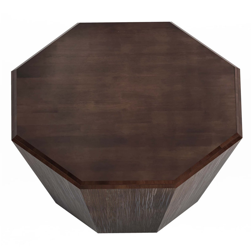 Table basse 31,5 "octogonale en bois d'hévéa, Noyer