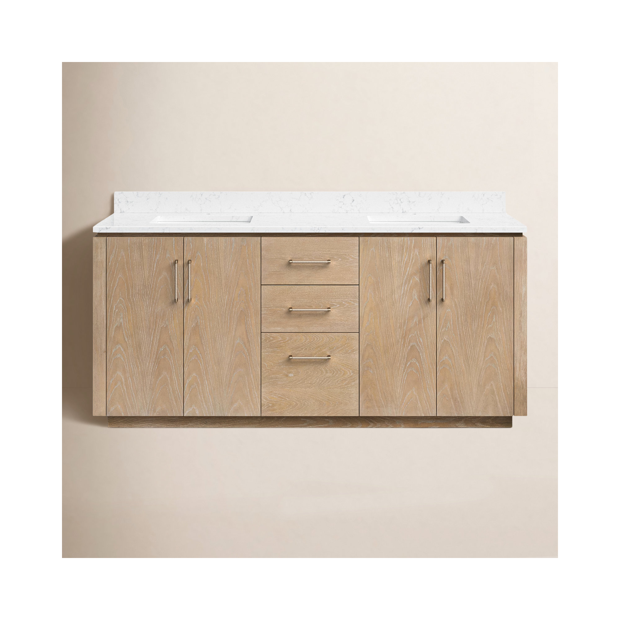 Cloverfield 72'' Double Bathroom Vanity, Gold, Washed Ash Gray