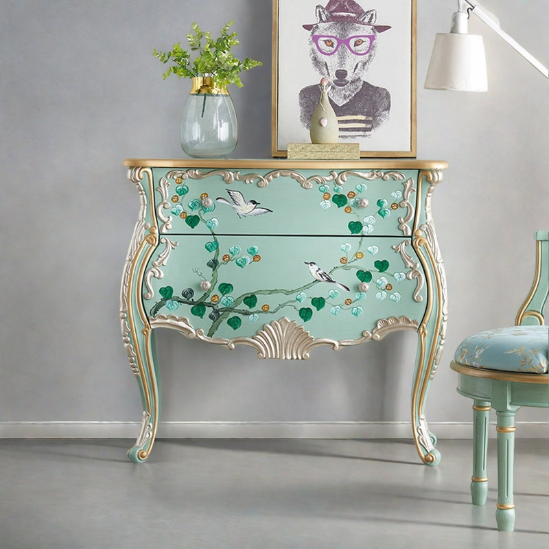 Commode décorative rétro en bois sculpté et sculpté