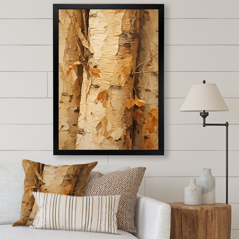 «Brown Tree Bark Essence 3», art mural arbre, H 20 po x l 12 po x P 1 po, Cadre simple noir