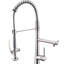 Robinet de cuisine de style commercial avec bec pivotant à 360 degrés et douchette de pré-rinçage en nickel brossé avec poignée rotative moderne-1435492074