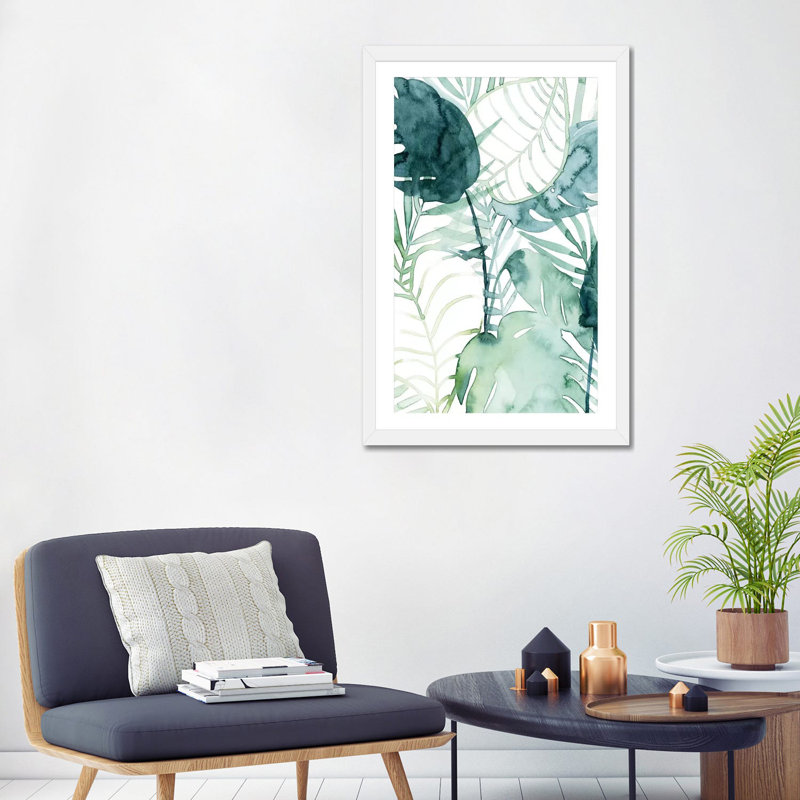 « Palm pieces II » par Grace Popp-impression d’art graphique, Papier encadré blanc, Blanc, H 32 po x l 24 po x P 1 po