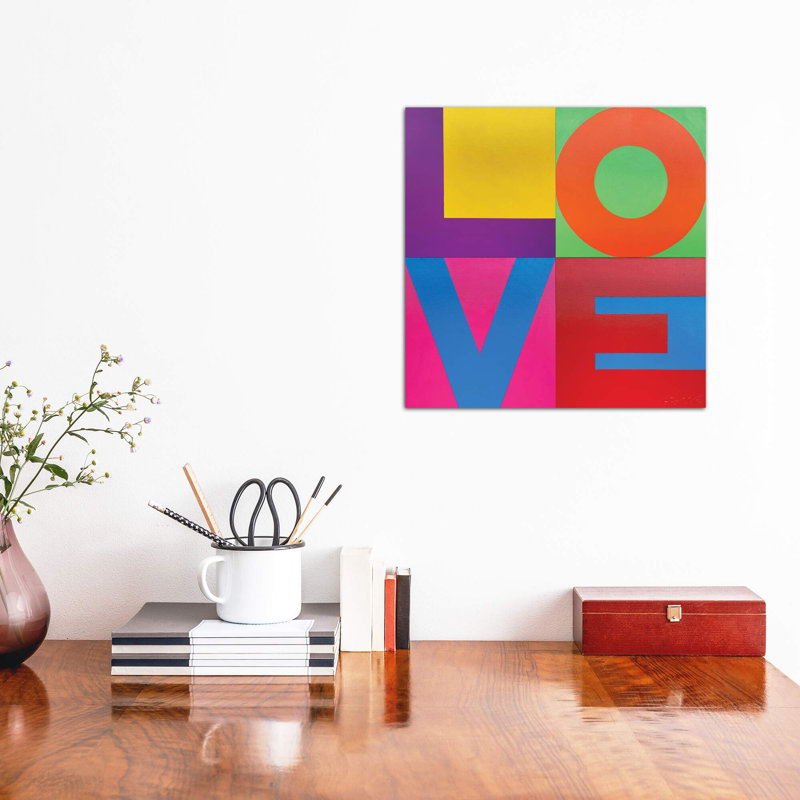 Décoration murale Love Kids, H 26 po x l 26 po x P 1,5 po, Toile tendue