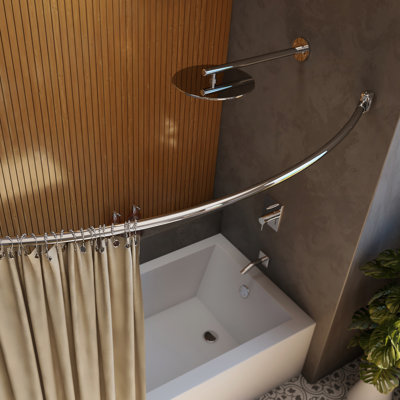 DreamLine Flex 1-3/8 in. x 60 in. Single Curved Shower Rod, Chrome