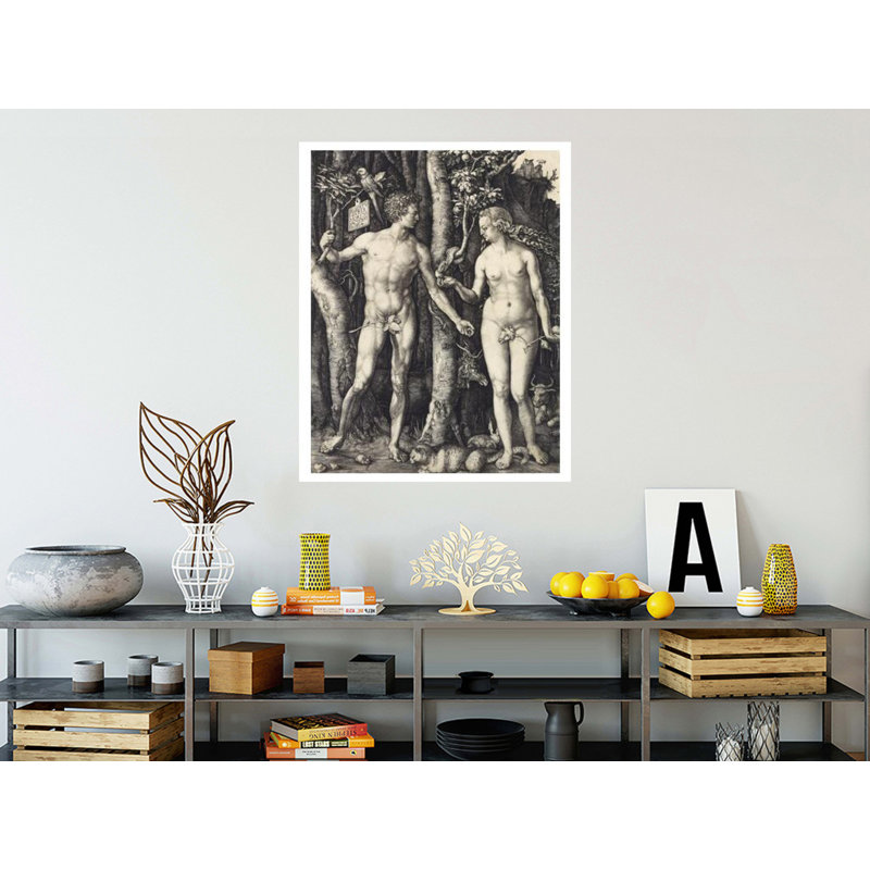 La chute de l'homme (Adam et Eve) par Albrecht Dürer - Estampe numérique, H 40 po x l 32 po