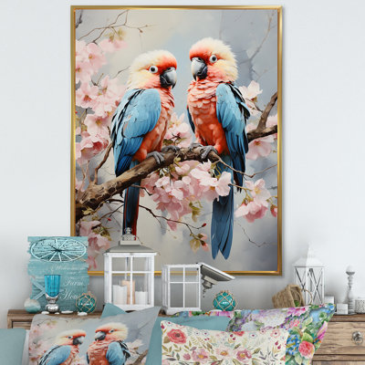 Perroquets tropicaux chuchotés sur toile