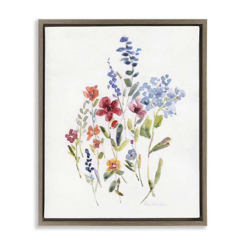«Blooming Wildflower Buds Floater» par Sally Swatland, H 31 po x l 25 po, Cadre flottant orme Montalcino
