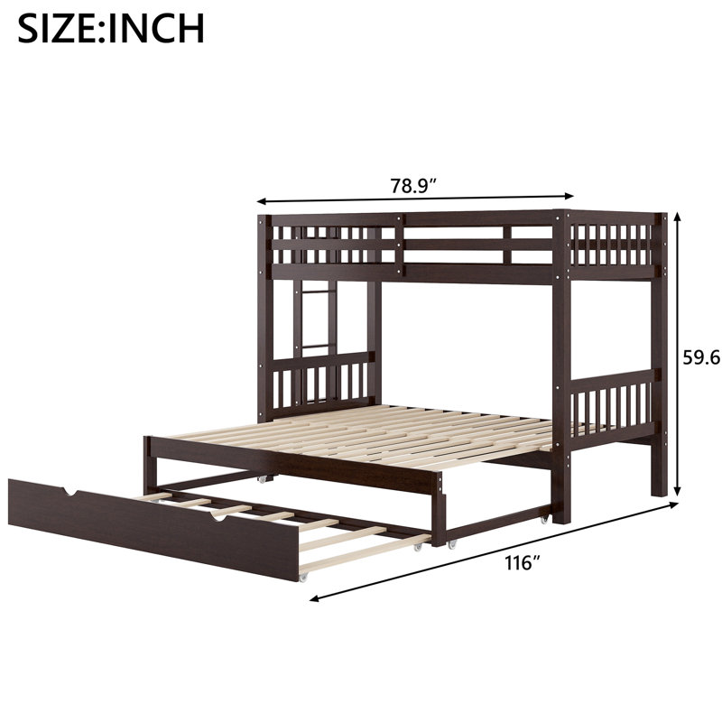 Lit superposé simple avec lit gigogne escamotable, peu encombrant pour plusieurs personnes, garde-corps pleine longueur, liberté de placement, lit gigogne et pin, réunions de famille, escalier sécuritaire, flex