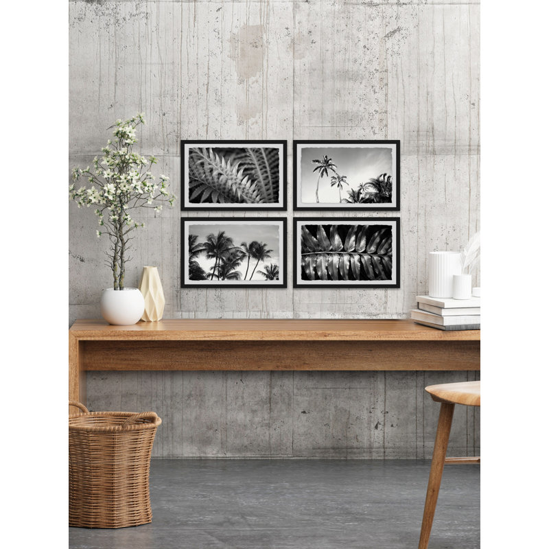 Palm Trees Quadriptych by Morgan Hartley - 4 Piece Single Picture Frame Print, 24" H x 36" W x 1.5" L