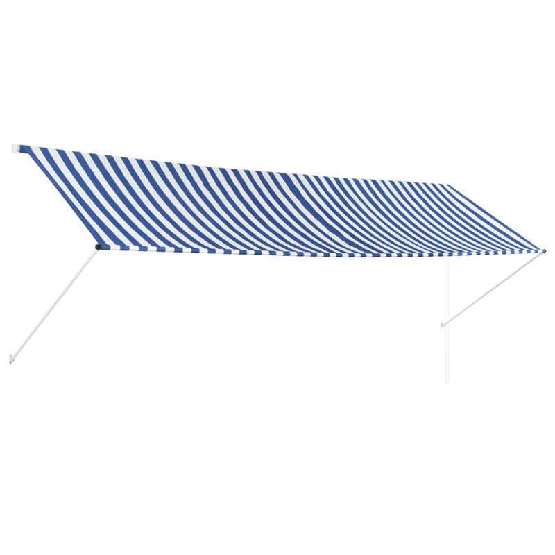 Tillison 2.5m W x 1.5m D Retractable Patio Awning, Blue/White, Striped, 150 cm H x 400cm W x 150cm D