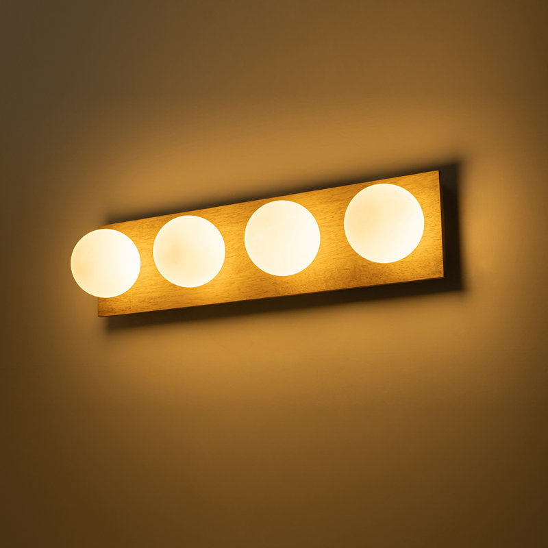 Appliques murales à abat-jour en verre chêne 4 lumières, Blanc
