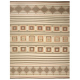 Earth Tone Vintage Mid Century Modern Geometric Flat Weave Cotton Dhurrie Rug