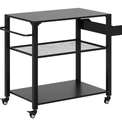 3 - Tier Movable Outdoor Grill Cart, Storage, Side Shelf, Steel Frame, Rust Design, Indoor And Use Outdoor Grill Cart With Heavy Duty Metal Table Handle, 4 Swivel Wheels, , Can Be Used As Potting