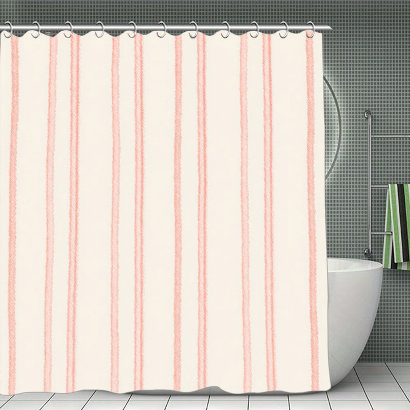 Rideau de bain Coral Stripe, cloison de salle de bain aux tons doux - 72 po x 72 po
