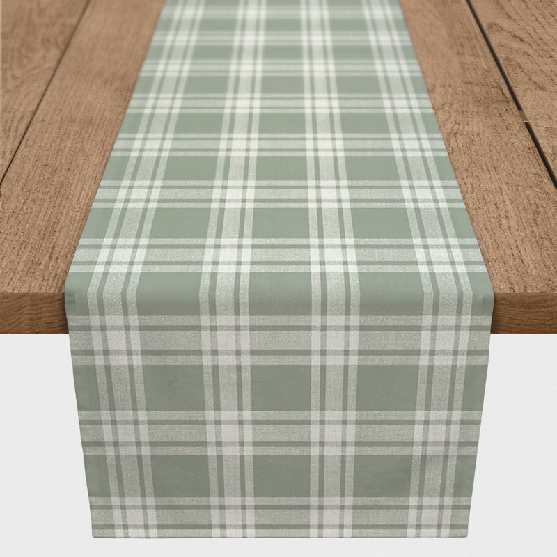 Koziol Geometric Table Runner, 90" L x 16" W, Green, Plaid