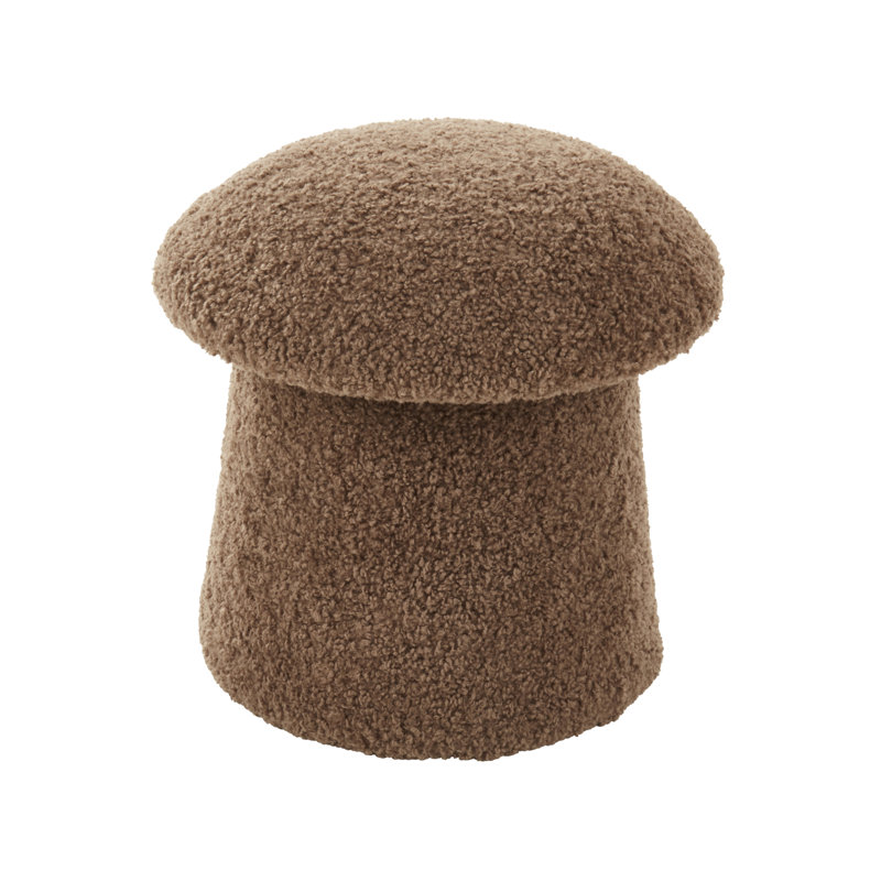 Mushroom Storage Ottoman – Sherpa Footrest with Hidden Storage, Decorative Accent Stool for Living Room or Bedroom, Brown