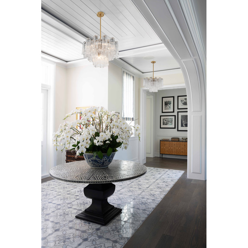 Arras Dimmable Tiered Chandelier, Aged Brass,  Clear, 14.25" H x 22" W x 22" D