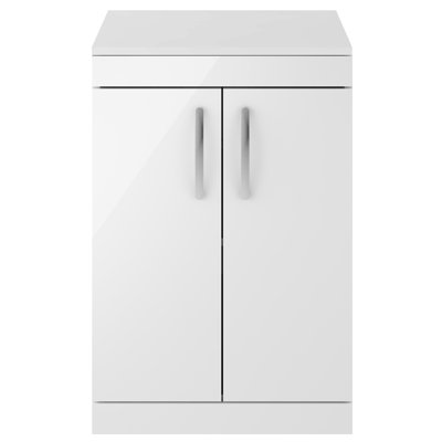Athena Gloss White 60.5cm Single Bathroom Vanity Base Only in Gloss White