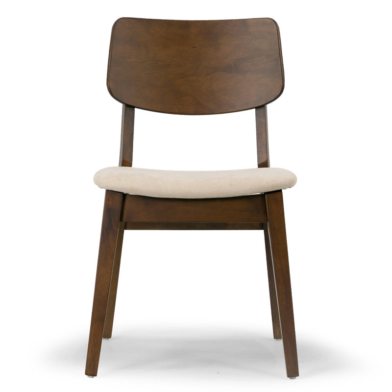 Baebel 18.7'' H Upholstered Side Chair, Walnut Frame with Beige Seat