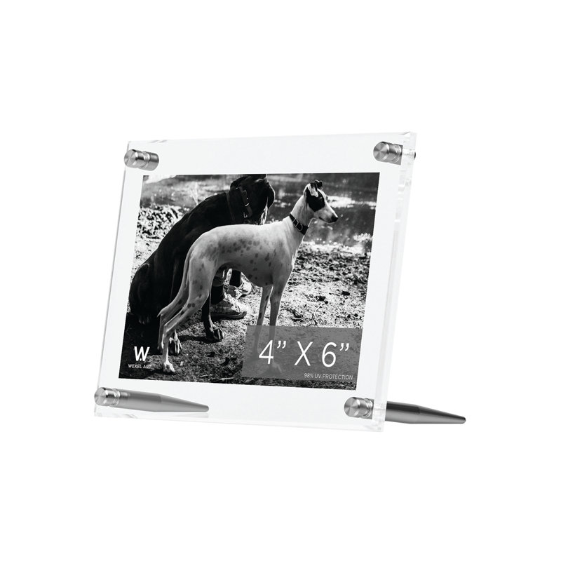 Cadres de table flottants en acrylique, Argent, 4 po x 6 po