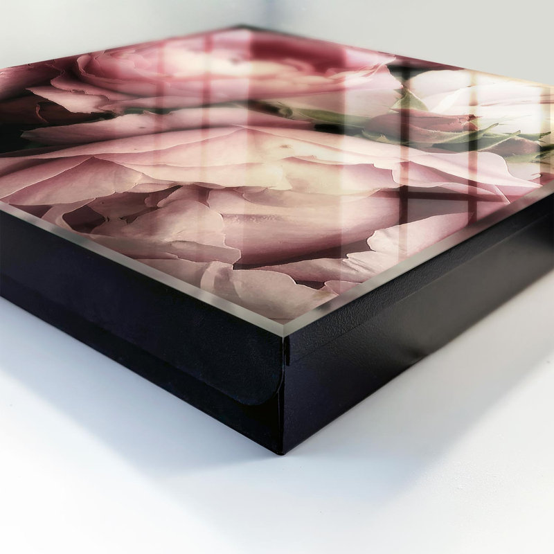 Key box, Opens to the left, 30x30x5, Black, Romantic roses in shades, 