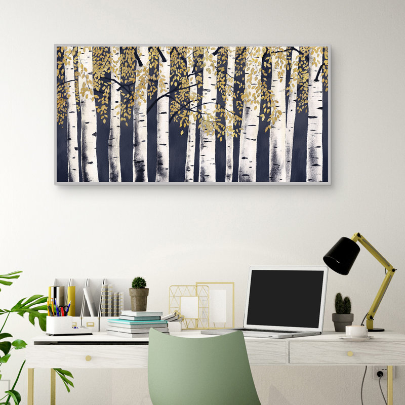 Indigo and Gold Forest Landscape Canvas Print, 25" x 49"