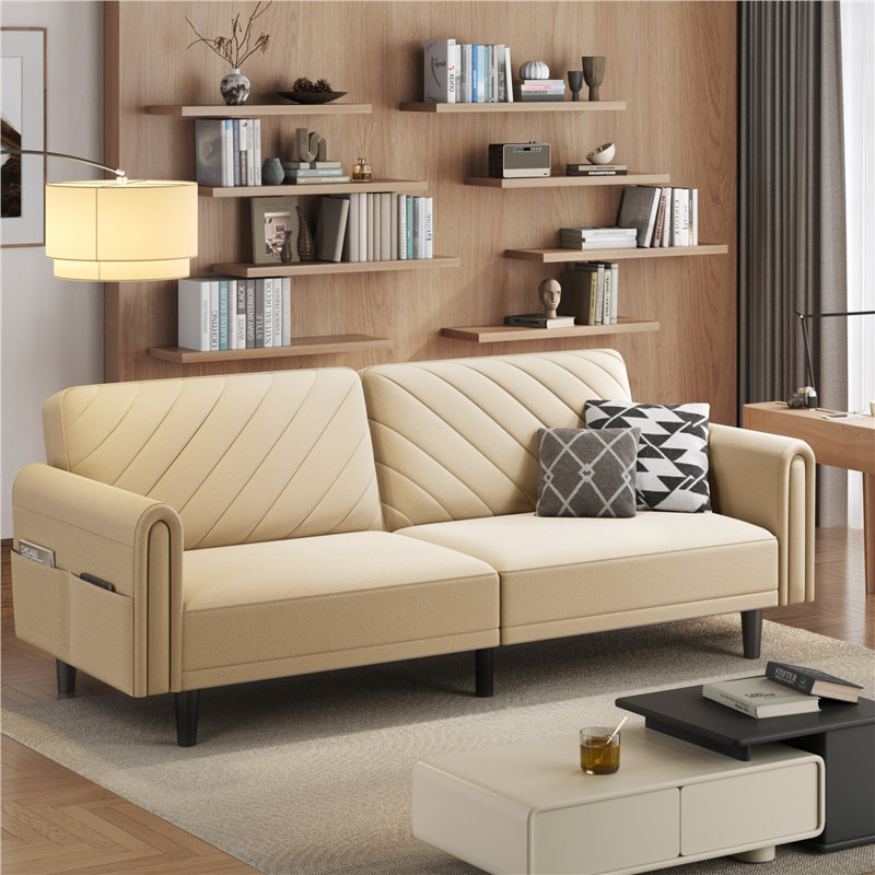 3-Seater Sofa Bed With Adjustable Backrest, Beige