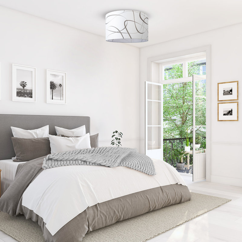 Aalon Fabric Flush Ceiling Light, White